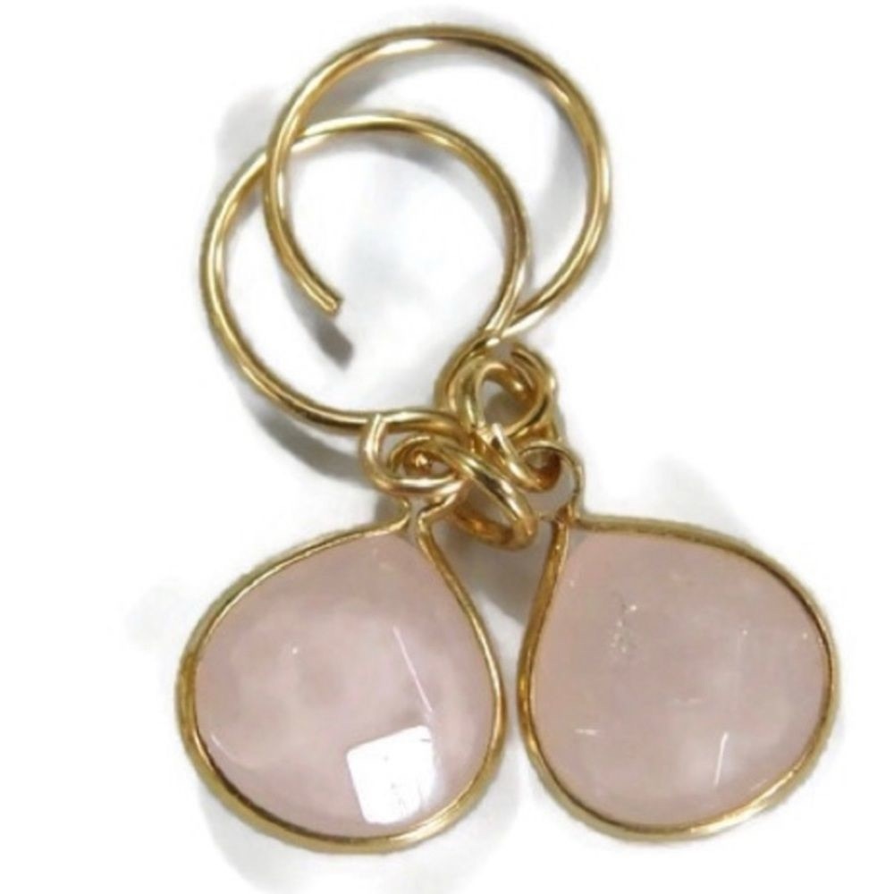 Rose Quartz Teardrop Earrings 7$